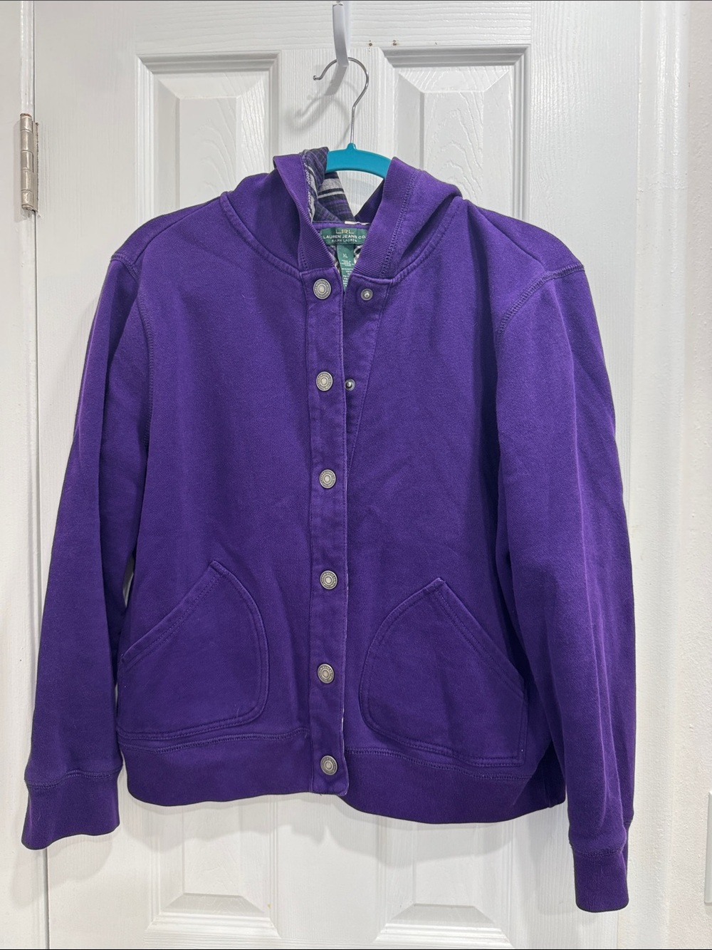 Lauren Ralph Lauren Purple Hooded Snap-Up Jacket